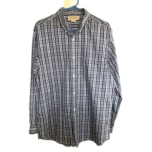 Duluth Trading Wrinkle Fighter Plaid Button Trim Fit Shirt Cotton Mens L EUC - Picture 1 of 7